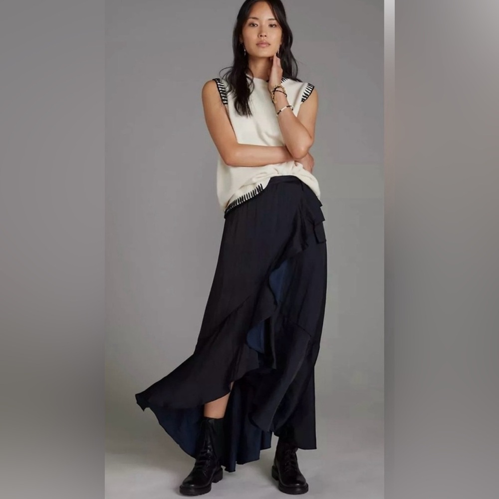 NWT Maeve Anthropologie black onyx wrap skirt
